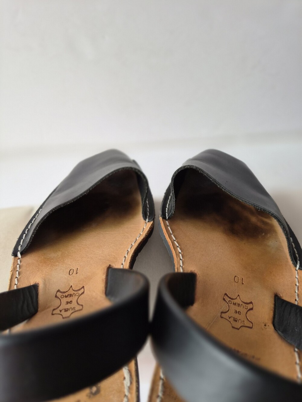 Pons Avarca Classic Black Leather Sandals Size 10 EU 40 European Minimalist Boho - Picture 15 of 16